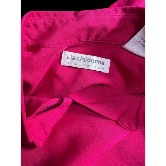 Liz Claiborne Collection Silk Blouse Fuchsia Camp Shirt Career Top Women's M - Picture 11 of 11